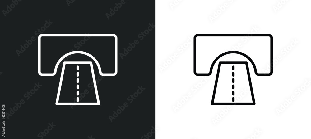 road tunnel icon isolated in white and black colors. road tunnel outline vector icon from general collection for web, mobile apps and ui. road tunnel icon isolated in white and black colors. road tunnel outline vector icon from general collection for web, mobile apps and ui.