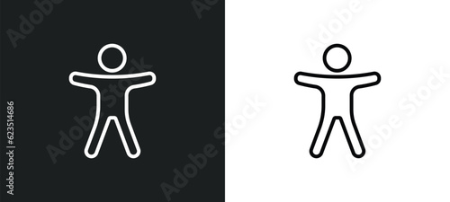 man with open arms icon isolated in white and black colors. man with open arms outline vector icon from general collection for web, mobile apps and ui.