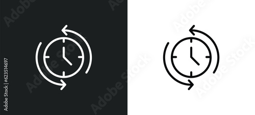 rewind time icon isolated in white and black colors. rewind time outline vector icon from general collection for web, mobile apps and ui.