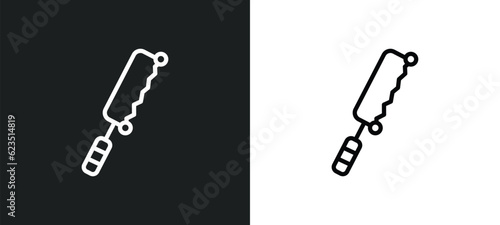 fretsaw icon isolated in white and black colors. fretsaw outline vector icon from general collection for web, mobile apps and ui.