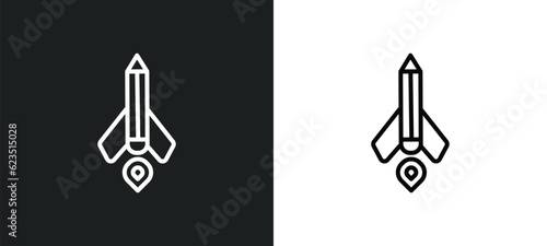 creative pencil rocket icon isolated in white and black colors. creative pencil rocket outline vector icon from general collection for web, mobile apps and ui.