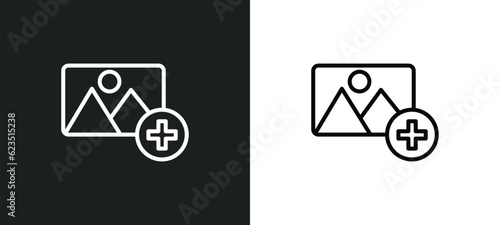 add photos icon isolated in white and black colors. add photos outline vector icon from general collection for web, mobile apps and ui.