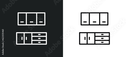 cabinets icon isolated in white and black colors. cabinets outline vector icon from furniture & household collection for web, mobile apps and ui.