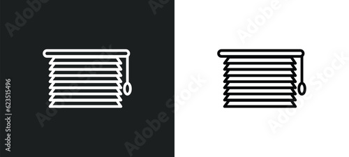 window coverings icon isolated in white and black colors. window coverings outline vector icon from furniture & household collection for web, mobile apps and ui.