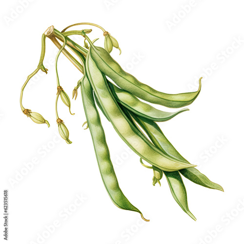 Watercolor string bean. Vegetable clipart illustration. Generative AI