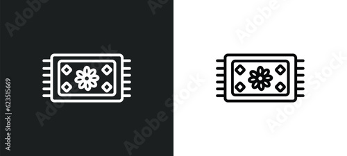 rug icon isolated in white and black colors. rug outline vector icon from furniture & household collection for web, mobile apps and ui.