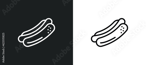 hot dog with mustard icon isolated in white and black colors. hot dog with mustard outline vector icon from food collection for web, mobile apps and ui.