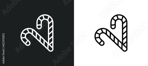 christmas candy sticks icon isolated in white and black colors. christmas candy sticks outline vector icon from food collection for web, mobile apps and ui.