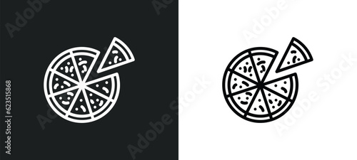 pizza slice cut icon isolated in white and black colors. pizza slice cut outline vector icon from food collection for web, mobile apps and ui.