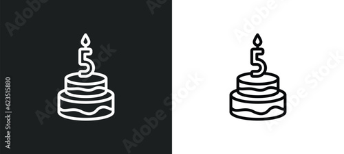 five birthday cake icon isolated in white and black colors. five birthday cake outline vector icon from food collection for web, mobile apps and ui.