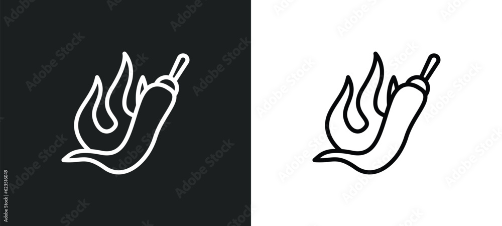 hot pepper icon isolated in white and black colors. hot pepper outline vector icon from food collection for web, mobile apps and ui.