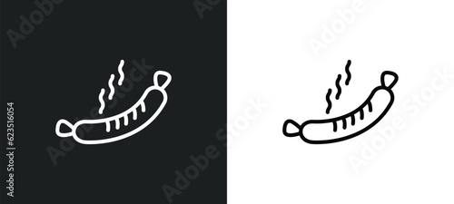 sausages icon isolated in white and black colors. sausages outline vector icon from food collection for web, mobile apps and ui.