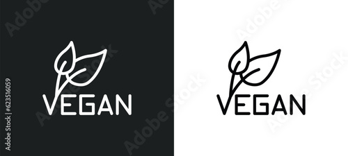 vegan icon isolated in white and black colors. vegan outline vector icon from food collection for web, mobile apps and ui.