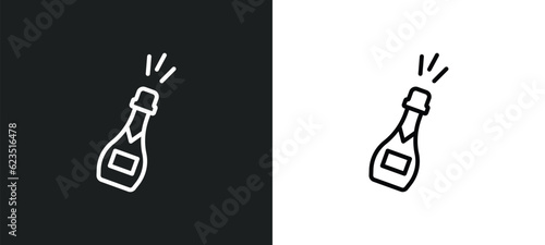 champagne bottle icon isolated in white and black colors. champagne bottle outline vector icon from food collection for web, mobile apps and ui.