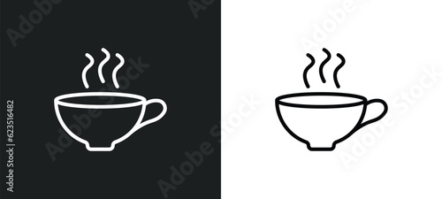 coffee cup with steam icon isolated in white and black colors. coffee cup with steam outline vector icon from food collection for web  mobile apps and ui.