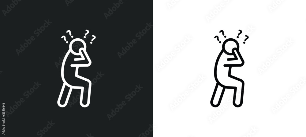 surprised human icon isolated in white and black colors. surprised human outline vector icon from feelings collection for web, mobile apps and ui.
