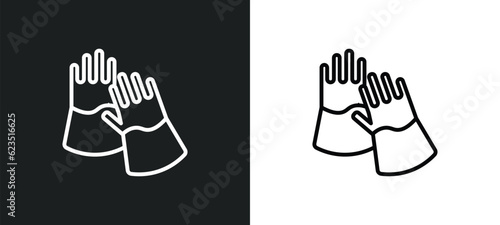 protection gloves icon isolated in white and black colors. protection gloves outline vector icon from food collection for web, mobile apps and ui.