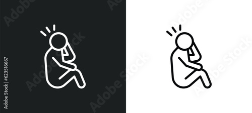 sore human icon isolated in white and black colors. sore human outline vector icon from feelings collection for web, mobile apps and ui.
