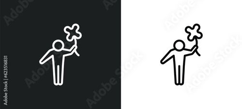 lucky human icon isolated in white and black colors. lucky human outline vector icon from feelings collection for web, mobile apps and ui.
