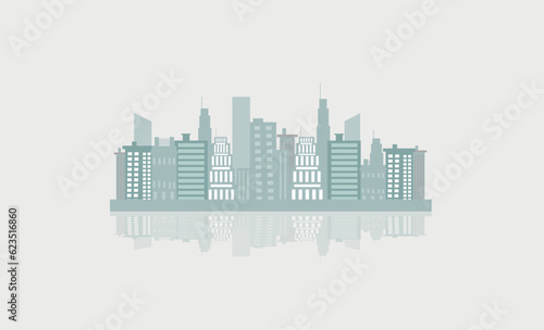 City skyline silhouette with reflection. Vector illustration.