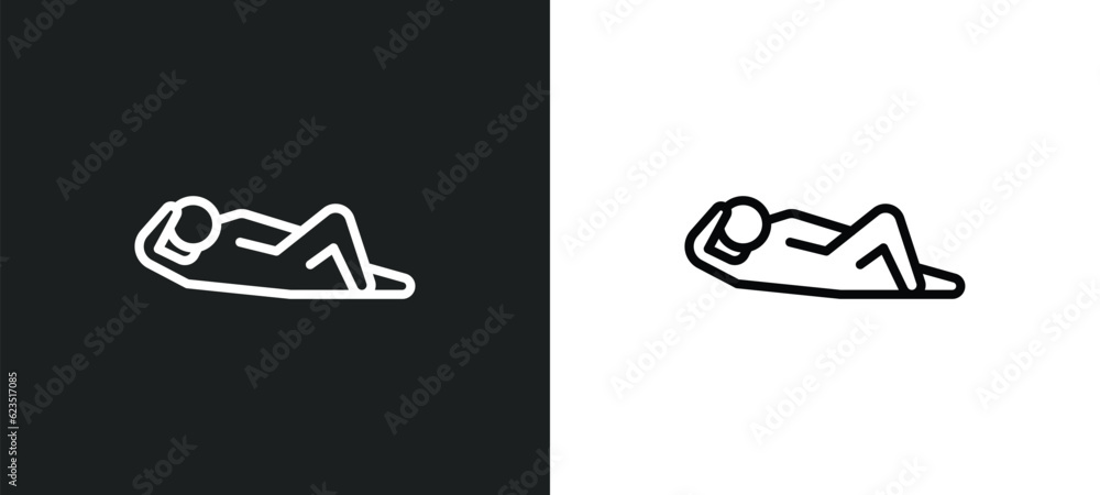 comfortable human icon isolated in white and black colors. comfortable human outline vector icon from feelings collection for web, mobile apps and ui.