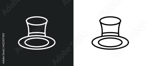 cylinder hat icon isolated in white and black colors. cylinder hat outline vector icon from fashion collection for web, mobile apps and ui.