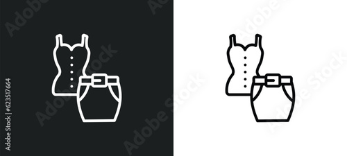 Fototapeta Naklejka Na Ścianę i Meble -  outfit icon isolated in white and black colors. outfit outline vector icon from fashion collection for web, mobile apps and ui.