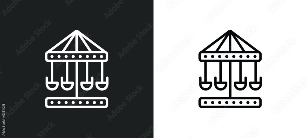 carousel icon isolated in white and black colors. carousel outline vector icon from arcade collection for web, mobile apps and ui.