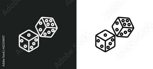 dices icon isolated in white and black colors. dices outline vector icon from arcade collection for web, mobile apps and ui.