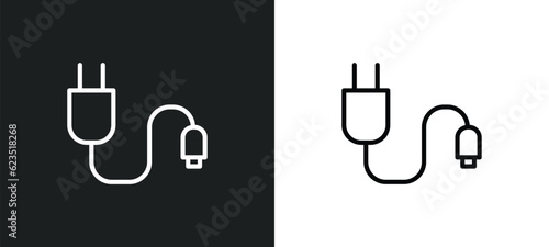 charger icon isolated in white and black colors. charger outline vector icon from electronic devices collection for web, mobile apps and ui.