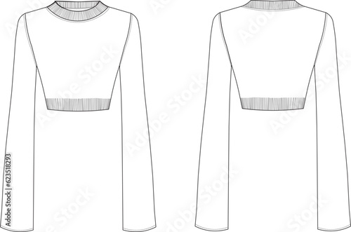 wide sleeve blouse pullover flat drawing fashion technical drawing