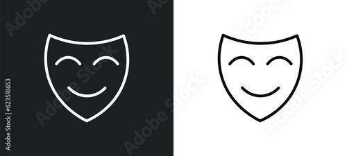 comedy mask icon isolated in white and black colors. comedy mask outline vector icon from education collection for web, mobile apps and ui.