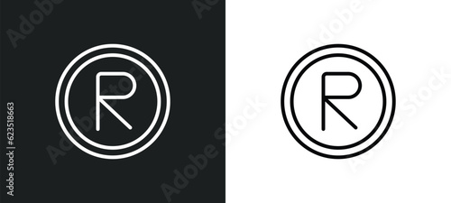registered icon isolated in white and black colors. registered outline vector icon from education collection for web, mobile apps and ui.