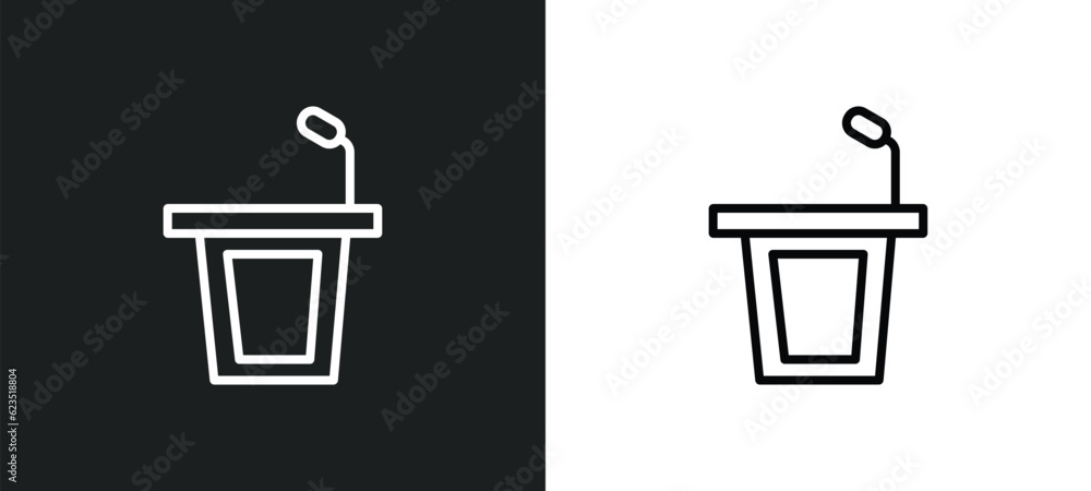 lectern icon isolated in white and black colors. lectern outline vector icon from education collection for web, mobile apps and ui. lectern icon isolated in white and black colors. lectern outline vector icon from education collection for web, mobile apps and ui.