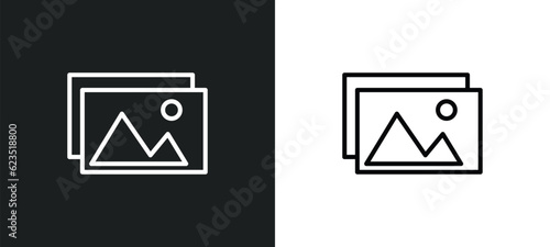 pictures icon isolated in white and black colors. pictures outline vector icon from education collection for web, mobile apps and ui.