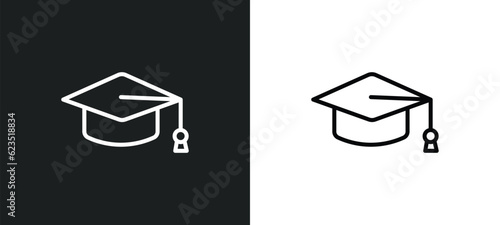 graduation hat icon isolated in white and black colors. graduation hat outline vector icon from education collection for web, mobile apps and ui.