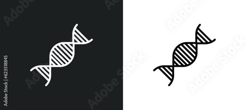dna icon isolated in white and black colors. dna outline vector icon from education collection for web, mobile apps and ui.