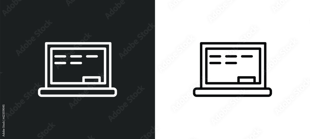 chalkboard icon isolated in white and black colors. chalkboard outline vector icon from education collection for web, mobile apps and ui. chalkboard icon isolated in white and black colors. chalkboard outline vector icon from education collection for web, mobile apps and ui.