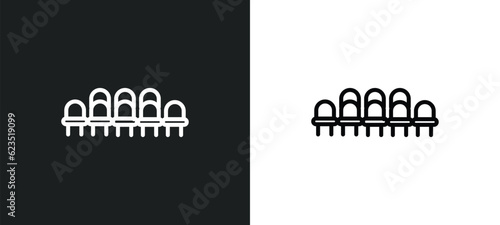 grandstand icon isolated in white and black colors. grandstand outline vector icon from education collection for web, mobile apps and ui.