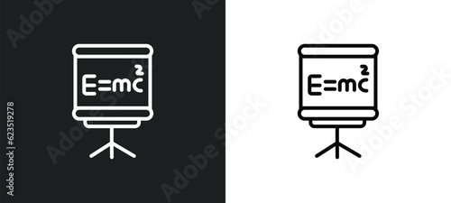 relativity formulae icon isolated in white and black colors. relativity formulae outline vector icon from education collection for web, mobile apps and ui.
