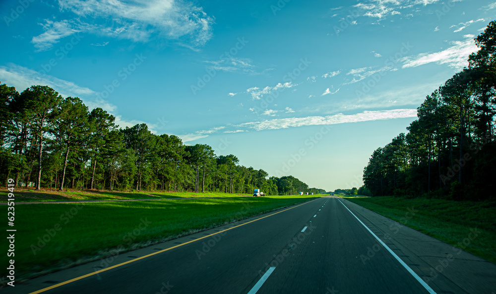 Fototapeta premium Road in Texas, freeway with scenic view for graphic usage 