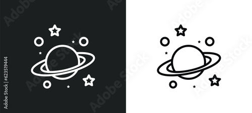 planet saturn icon isolated in white and black colors. planet saturn outline vector icon from education collection for web, mobile apps and ui.