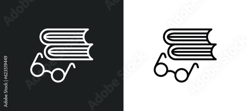 book and glasses icon isolated in white and black colors. book and glasses outline vector icon from education collection for web, mobile apps ui.