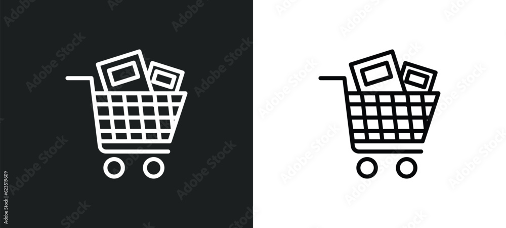 cart with books icon isolated in white and black colors. cart with books outline vector icon from education collection for web, mobile apps and ui. cart with books icon isolated in white and black colors. cart with books outline vector icon from education collection for web, mobile apps and ui.