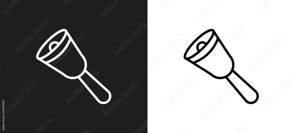 Obraz premium hand bell icon isolated in white and black colors. hand bell outline vector icon from education collection for web, mobile apps and ui.