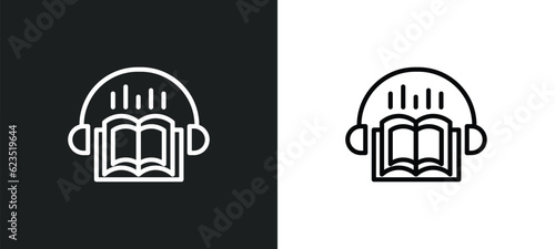 audiobook icon isolated in white and black colors. audiobook outline vector icon from education collection for web, mobile apps and ui.