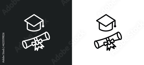 graduation pictures icon isolated in white and black colors. graduation pictures outline vector icon from education collection for web, mobile apps and ui.