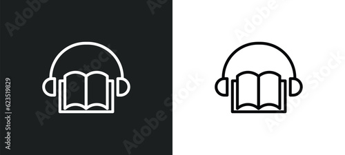 audio book icon isolated in white and black colors. audio book outline vector icon from education collection for web, mobile apps and ui.