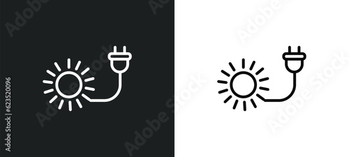 solar plug icon isolated in white and black colors. solar plug outline vector icon from ecology collection for web, mobile apps and ui.