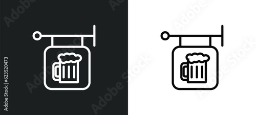 pub icon isolated in white and black colors. pub outline vector icon from drinks collection for web, mobile apps and ui.